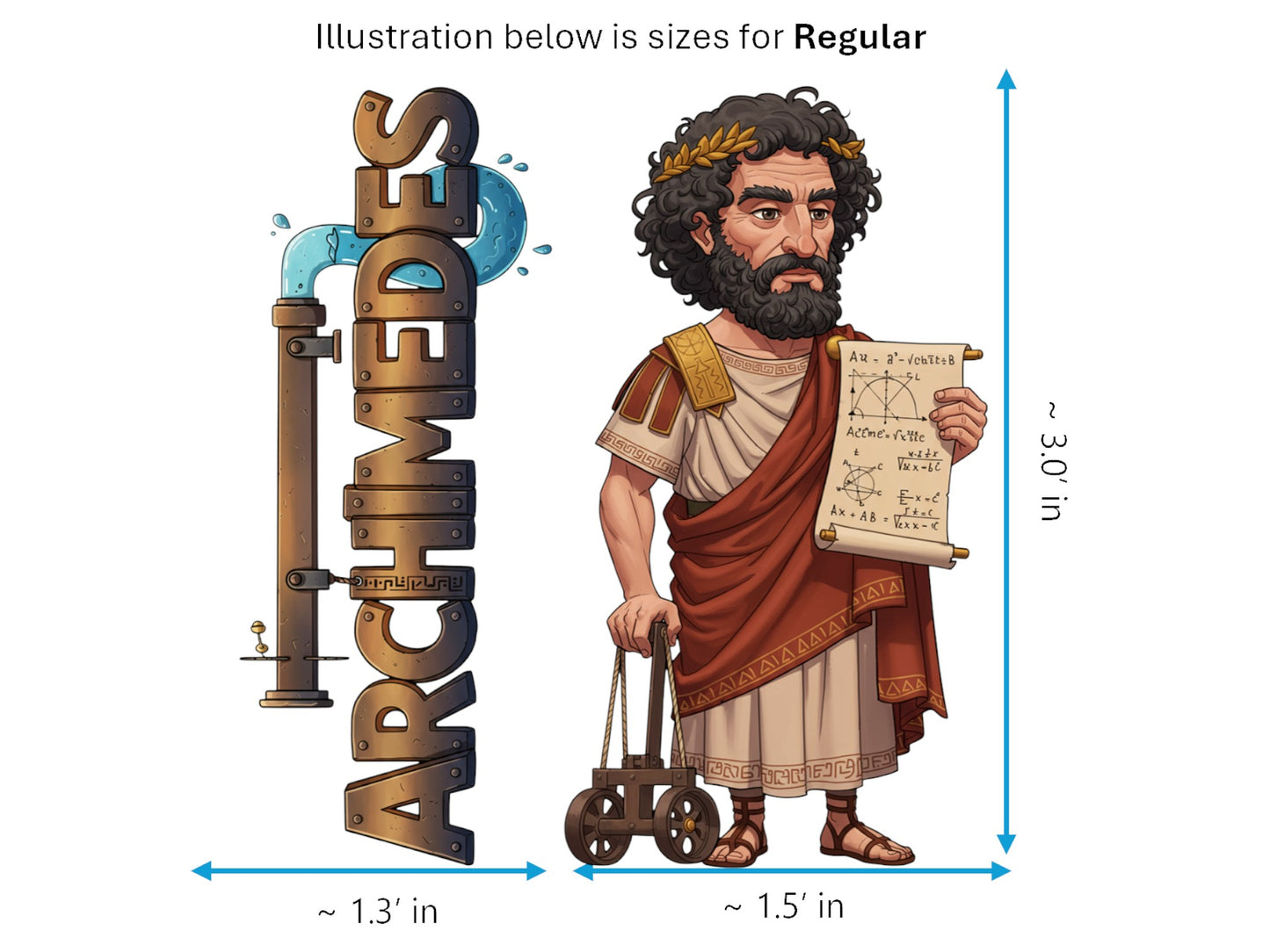 Archimedes Sticker and Magnet – the Master Geometer Philkins™ – Ancient Greek Mathematician and Inventor | Waterproof & UV-Proof
