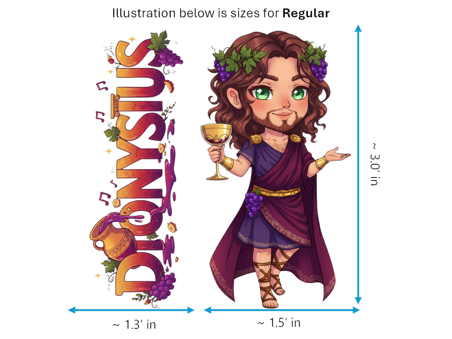 Dionysus Sticker and Magnet – Lyaeus Mythkins™ – Greek God of Wine and Festivity | Waterproof & UV-Proof