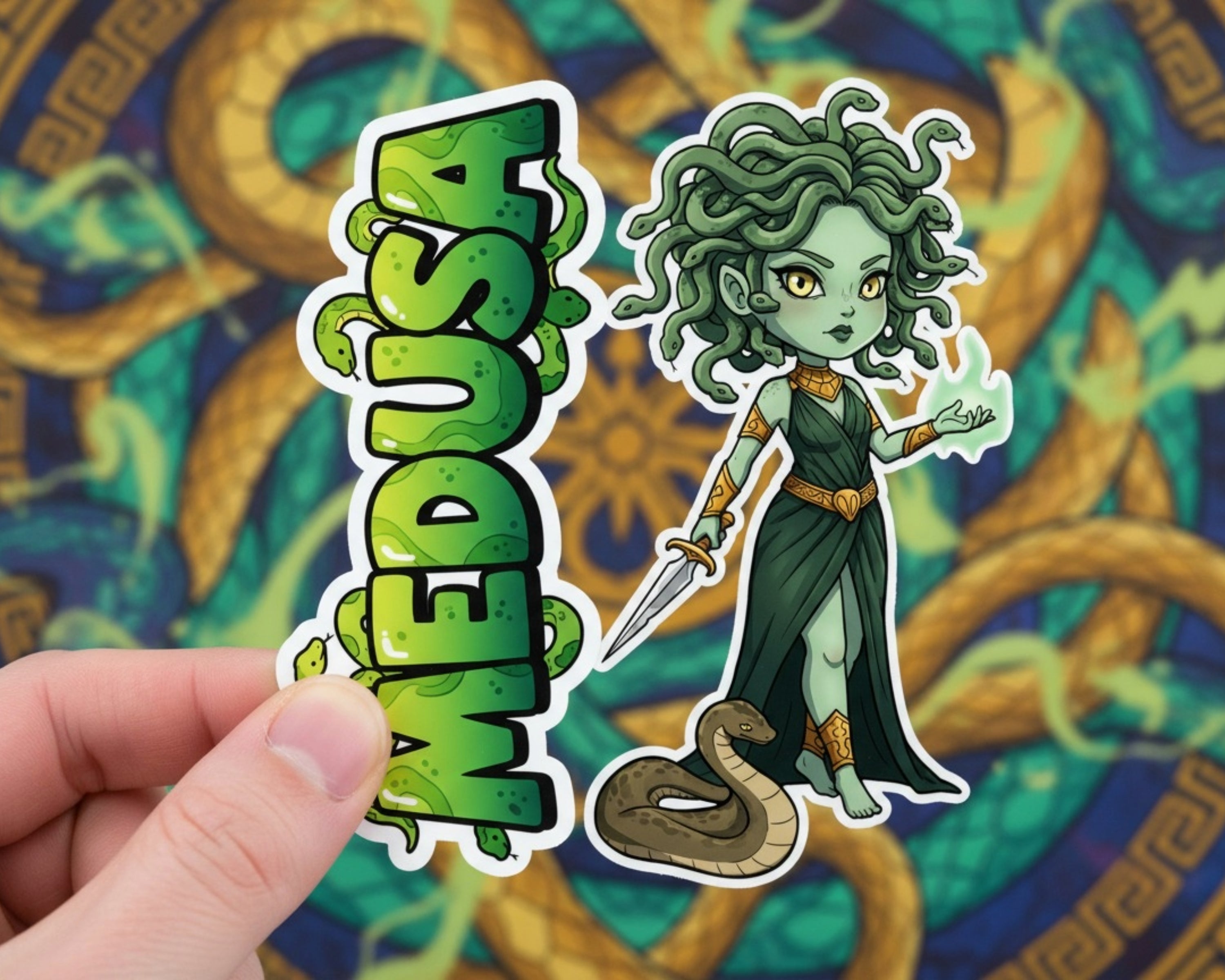 Medusa Sticker and Magnet – Serpent-Haired Gorgon Mythkins