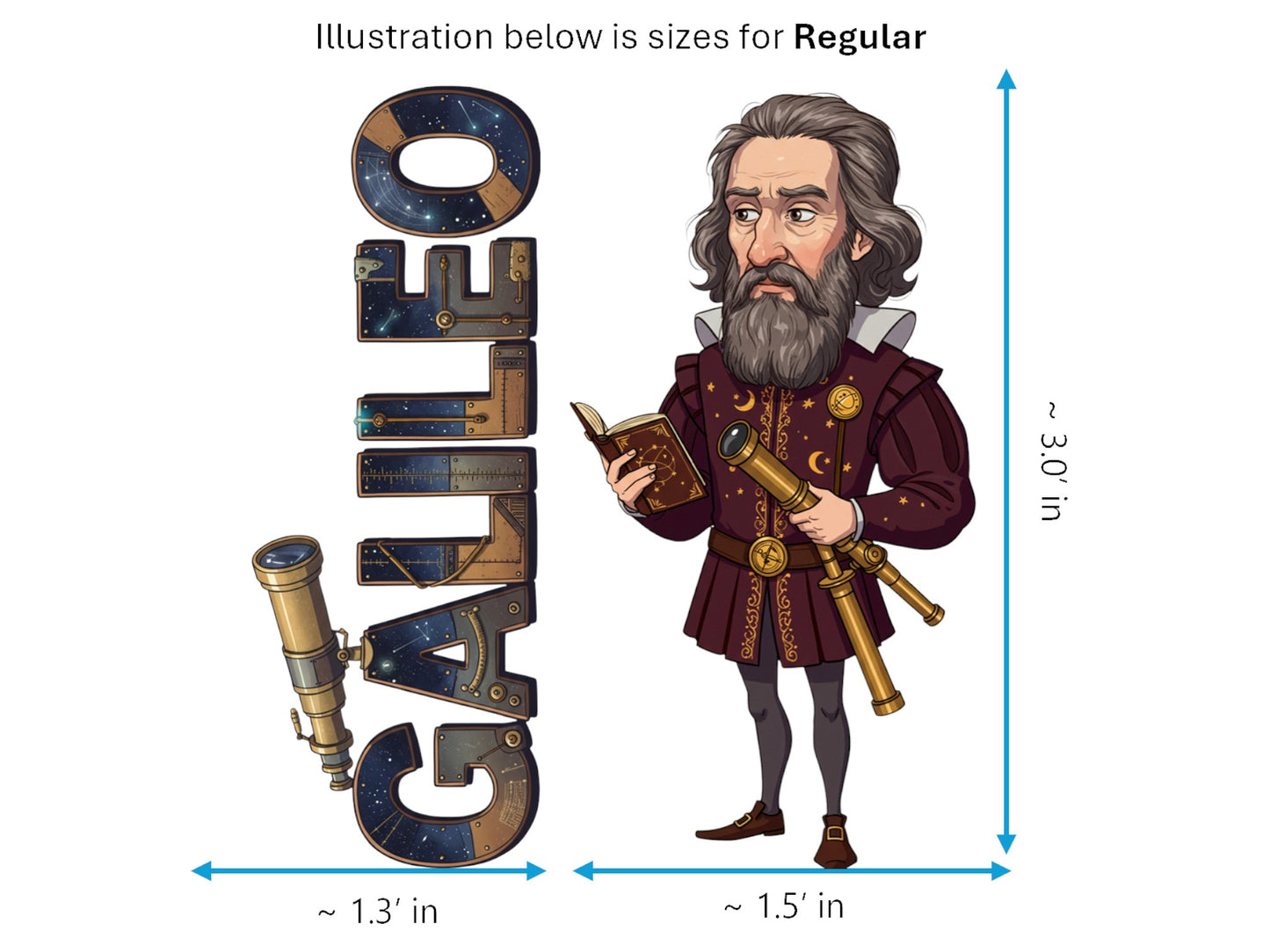 Galileo Sticker and Magnet – the Starry Messenger Scikins™ – Pioneering Astronomer and Physicist | Waterproof & UV-Proof