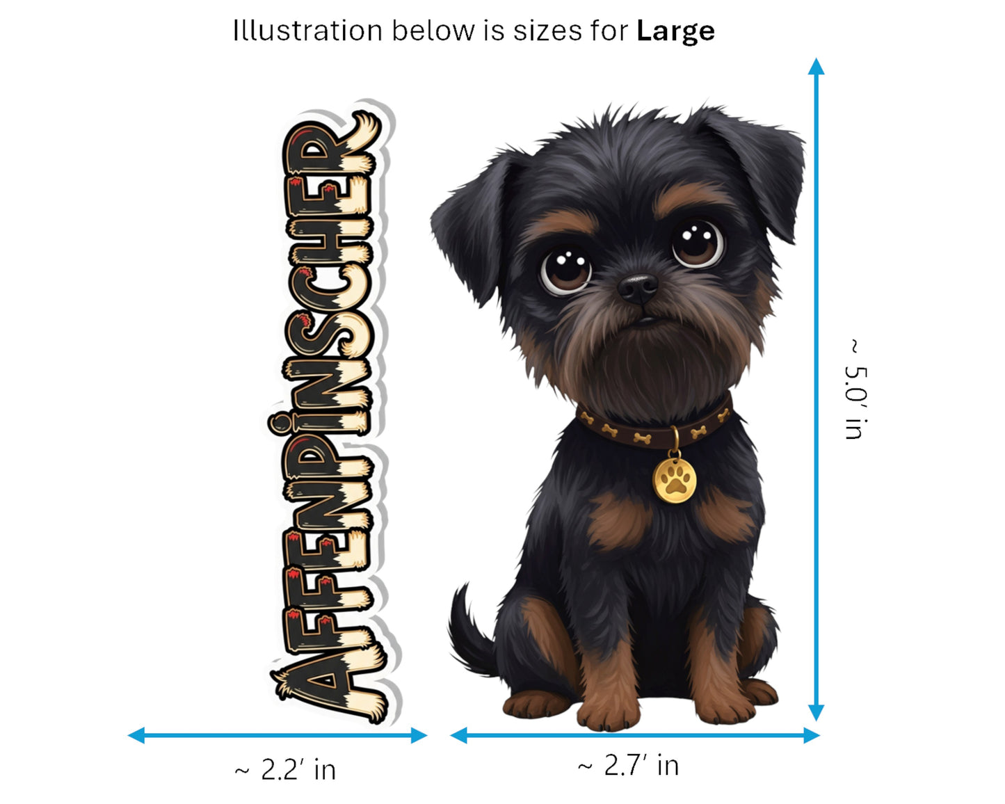 Affenpinscher Sticker and Magnet - the Monkey Dog Pawkins™ – Toy Dog Breed | Waterproof & UV-Proof