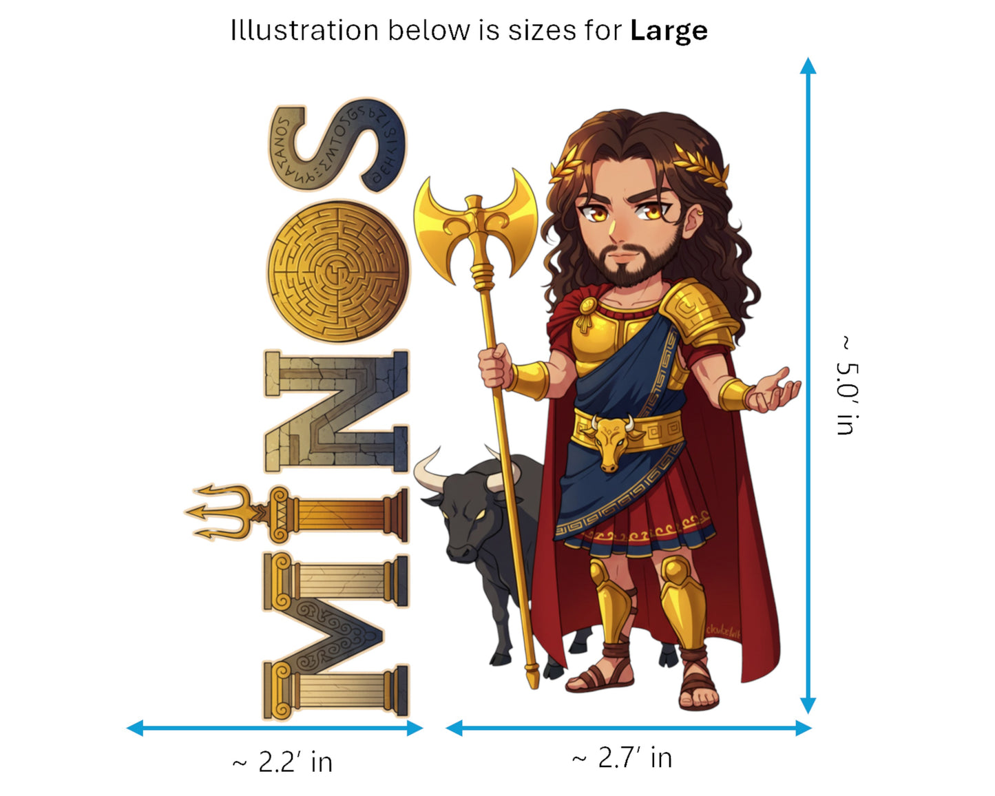 Minos Sticker and Magnet - Lord of the Labyrinth Mythkins™ – Legendary King of Crete | Waterproof & UV-Proof