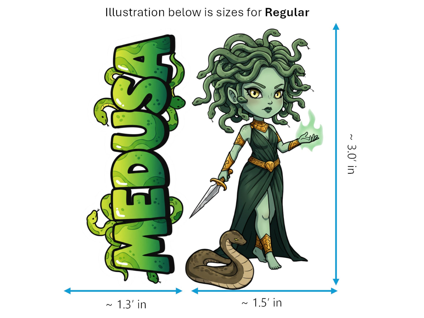 Medusa Sticker and Magnet – Serpent-Haired Gorgon Mythkins™ | Waterproof & UV-Proof