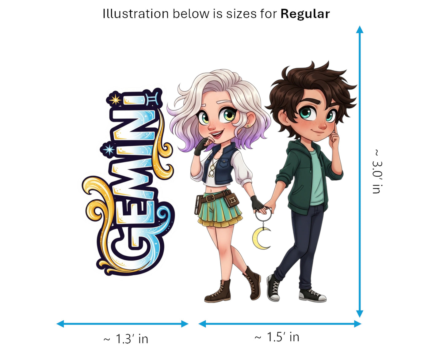 Gemini Sticker and Magnet - the Celestial Twins Horoskins™ – Zodiac Air Sign | Waterproof & UV-Proof