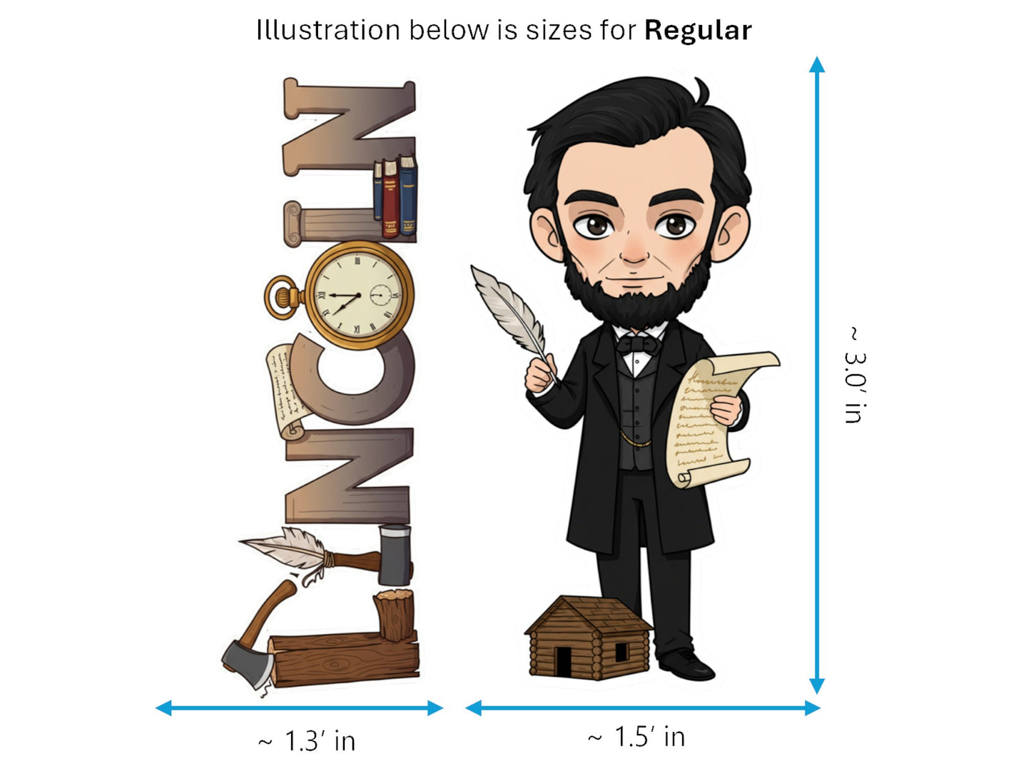 Abraham Lincoln Sticker and Magnet - the Emancipator Histkins™ – 16th U.S. President | Waterproof & UV-Proof