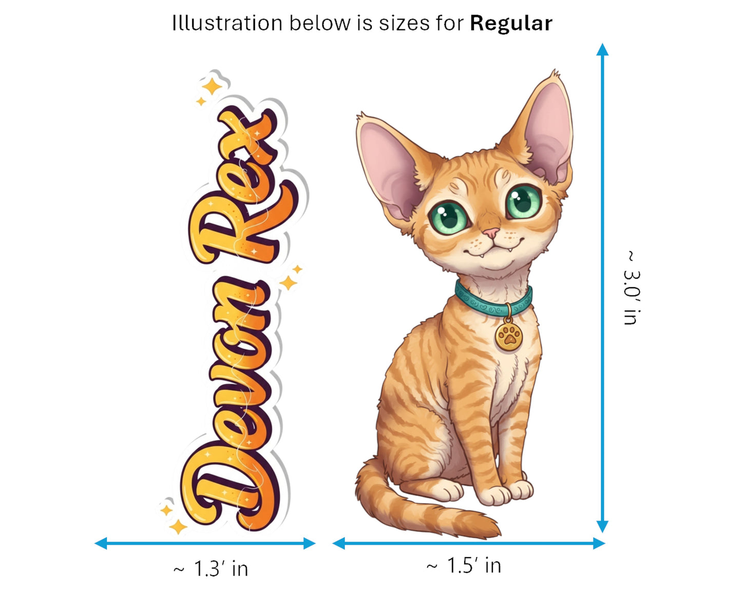 Devon Rex Sticker and Magnet - the Pixie Cat Purrkins™ – Domestic Cat Breed | Waterproof & UV-Proof