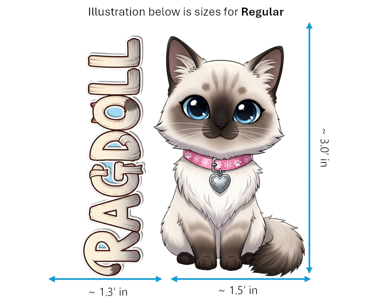 Ragdoll Sticker and Magnet - the Puppy-Cat Purrkins™ – Domestic Cat Breed | Waterproof & UV-Proof