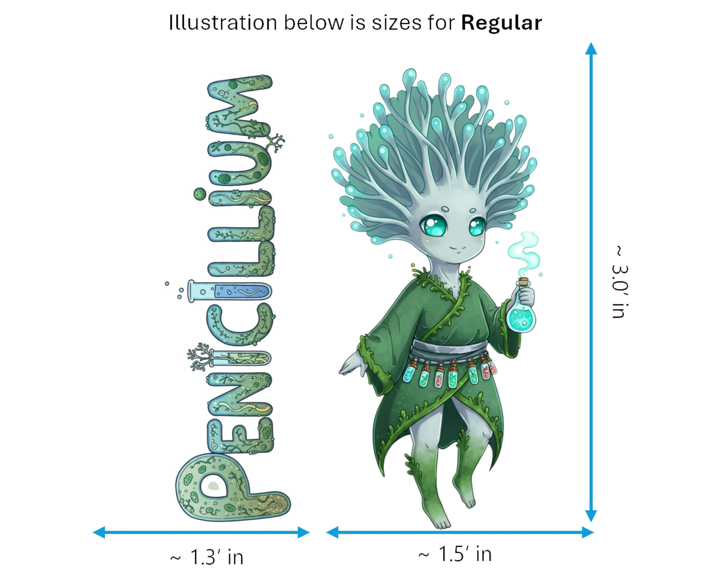 Penicillium Sticker and Magnet - Tiny Alchemist Fungikins™ – Scientific Mold Art | Waterproof & UV-Proof