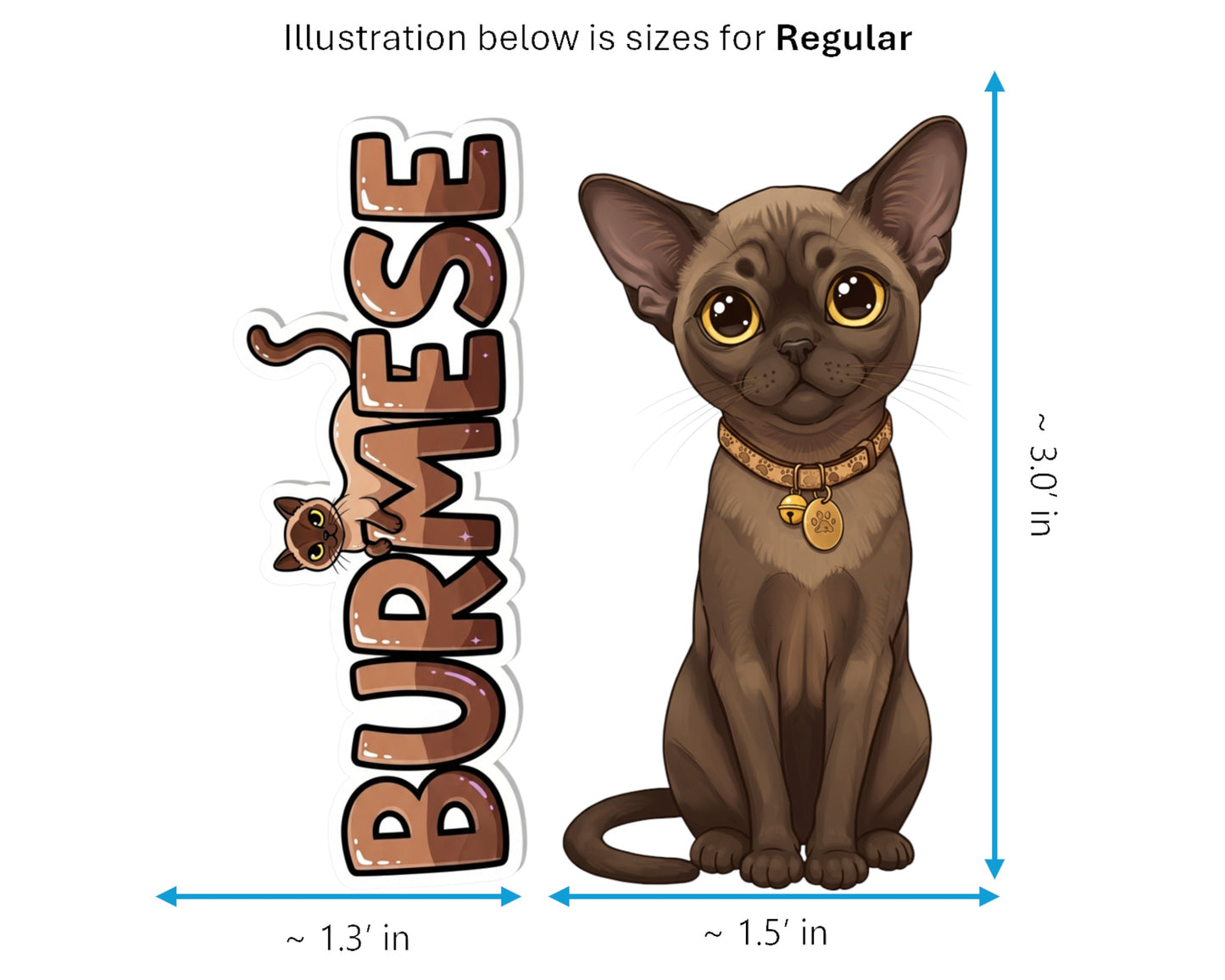 Burmese Sticker and Magnet - Brick Wrapped in Silk Purrkins™ – Domestic Cat Breed | Waterproof & UV-Proof