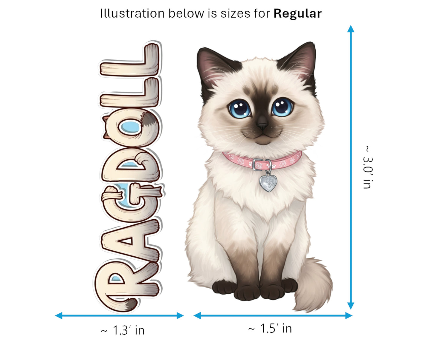 Ragdoll Sticker and Magnet - the Puppy-Cat Purrkins™ – Domestic Cat Breed | Waterproof & UV-Proof