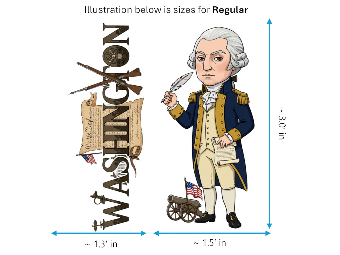 George Washington Sticker and Magnet – Father of His Country Histkins™ – First U.S. President | Waterproof & UV-Proof
