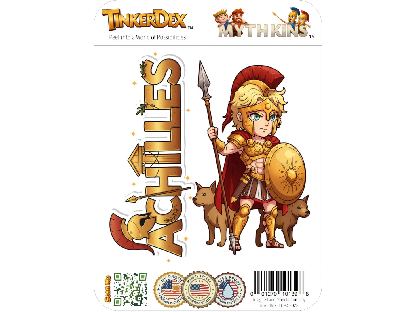 Achilles Sticker and Magnet – Pēleidēs Mythkins™ – Greek Hero of Strength and Valor | Waterproof & UV-Proof