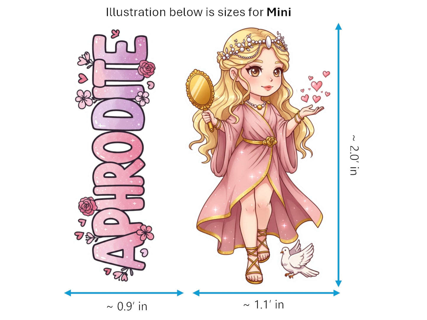 Aphrodite Sticker and Magnet – Ourania Mythkins™ – Greek Goddess of Love and Beauty | Waterproof & UV-Proof