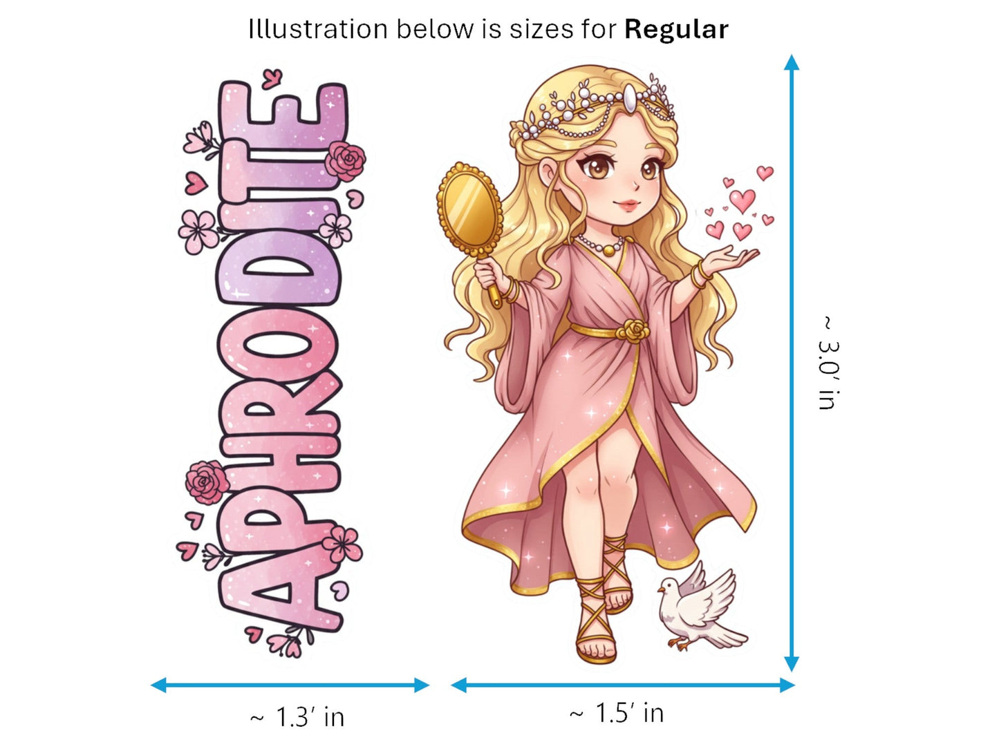 Aphrodite Sticker and Magnet – Ourania Mythkins™ – Greek Goddess of Love and Beauty | Waterproof & UV-Proof