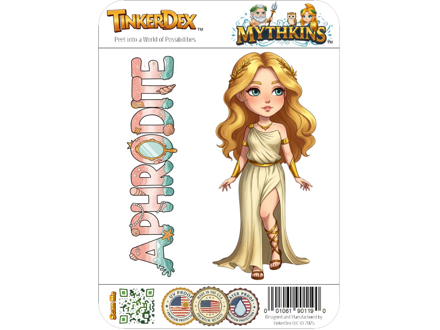 Aphrodite Sticker and Magnet – Pandemos Mythkins™ – Greek Goddess of Love and Beauty | Waterproof & UV-Proof