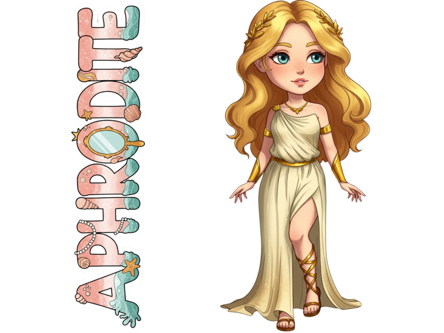 Aphrodite Sticker and Magnet – Pandemos Mythkins™ – Greek Goddess of Love and Beauty | Waterproof & UV-Proof