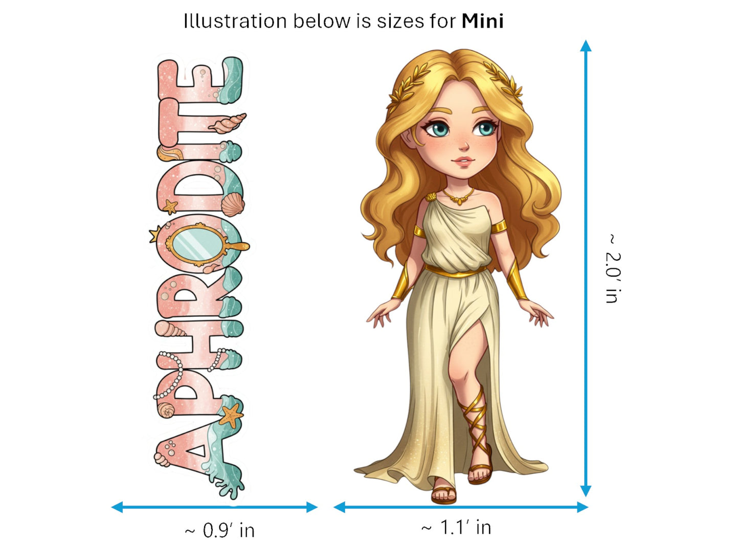 Aphrodite Sticker and Magnet – Pandemos Mythkins™ – Greek Goddess of Love and Beauty | Waterproof & UV-Proof