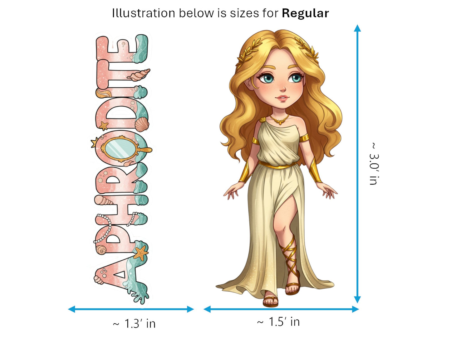 Aphrodite Sticker and Magnet – Pandemos Mythkins™ – Greek Goddess of Love and Beauty | Waterproof & UV-Proof