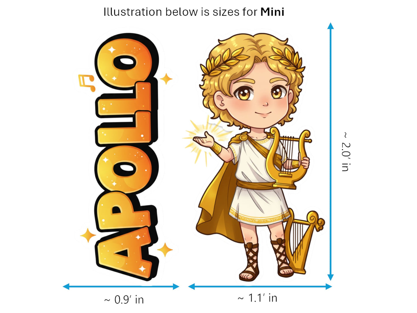 Apollo Sticker and Magnet – Phoebus Mythkins™ – Greek God of Music and Light | Waterproof & UV-Proof