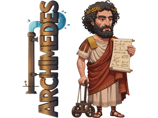 Archimedes Sticker and Magnet – the Master Geometer Philkins™ – Ancient Greek Mathematician and Inventor | Waterproof & UV-Proof
