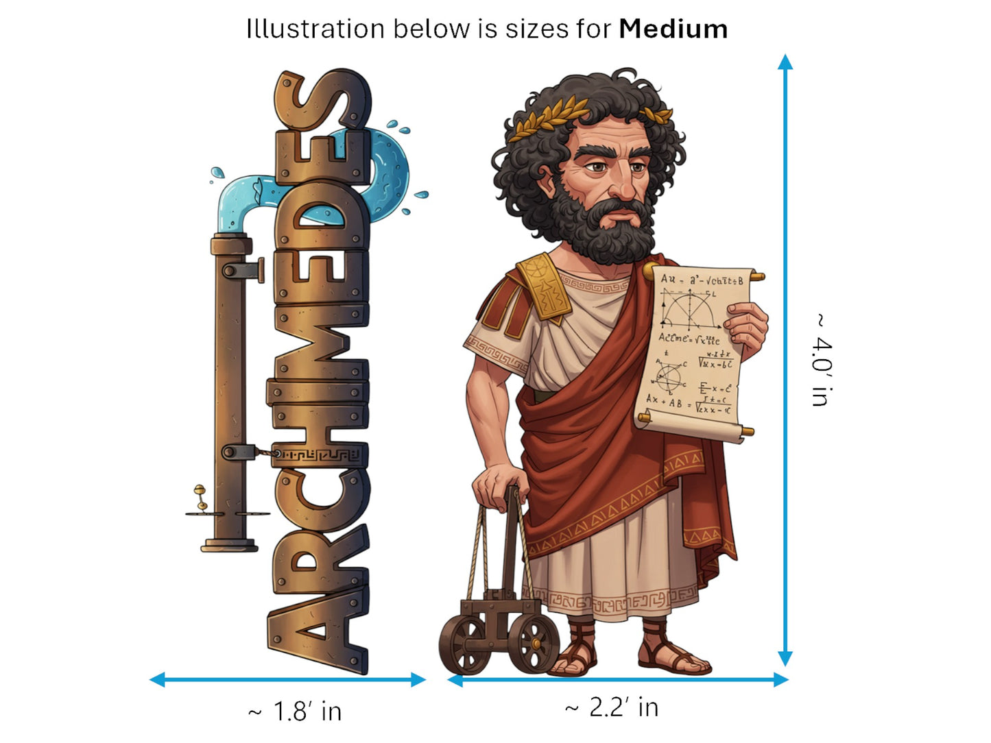 Archimedes Sticker and Magnet – the Master Geometer Philkins™ – Ancient Greek Mathematician and Inventor | Waterproof & UV-Proof