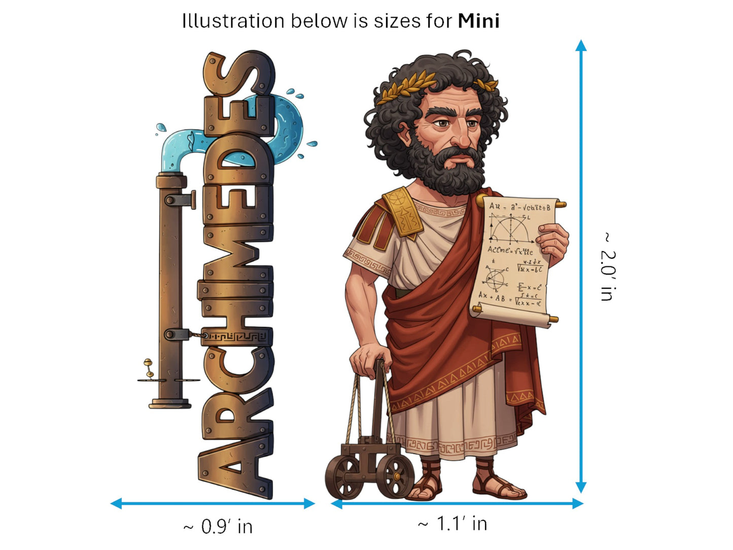 Archimedes Sticker and Magnet – the Master Geometer Philkins™ – Ancient Greek Mathematician and Inventor | Waterproof & UV-Proof