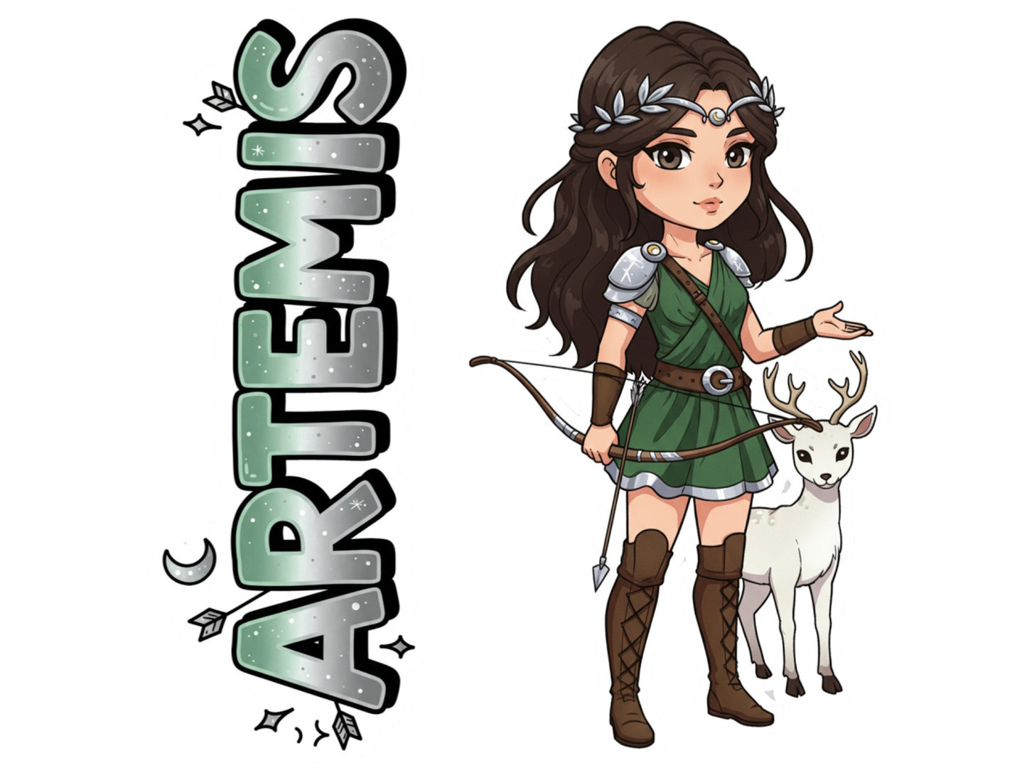 Artemis Sticker and Magnet – Agrotera Mythkins™ – Greek Goddess of the Hunt | Waterproof & UV-Proof
