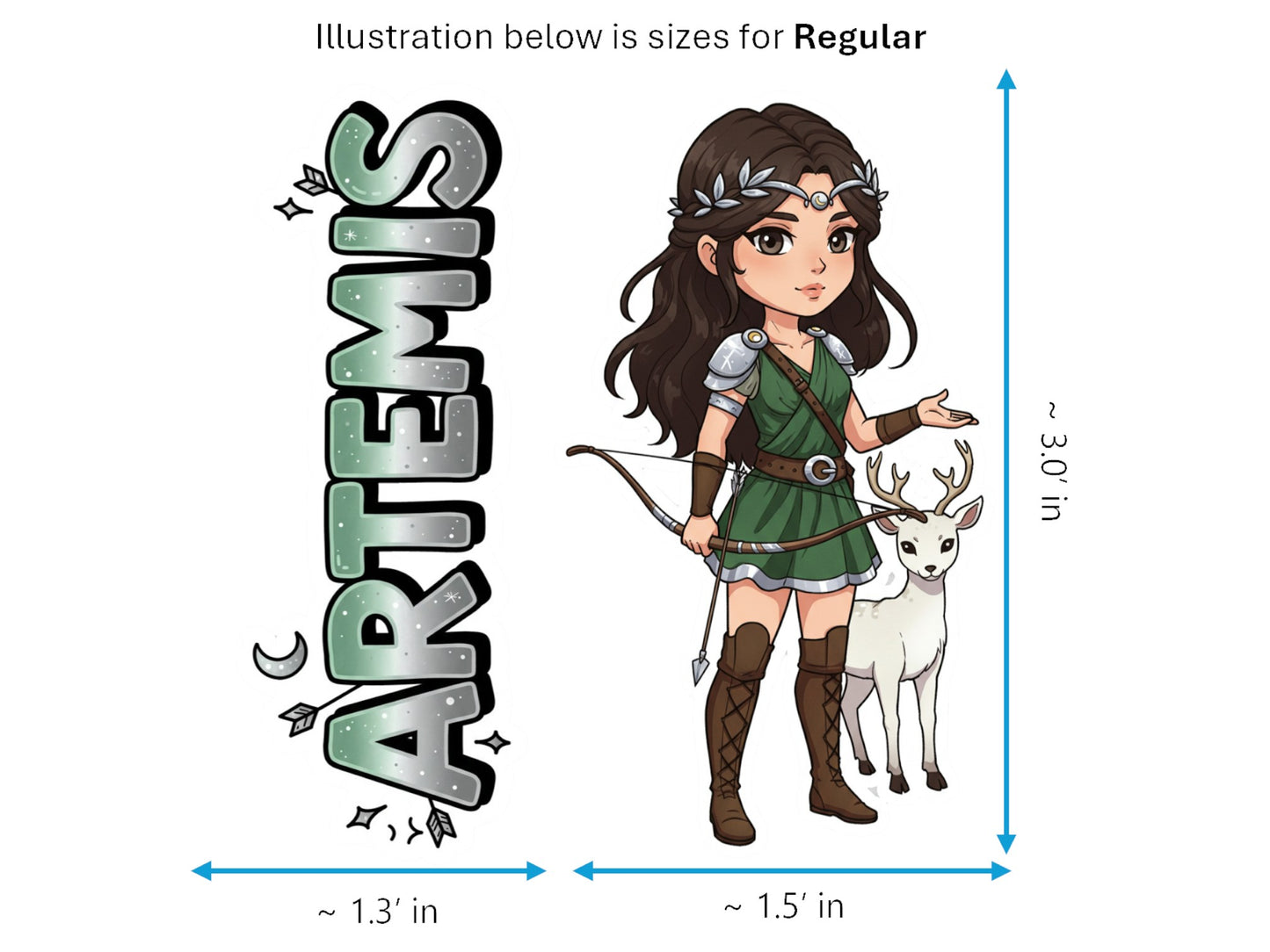 Artemis Sticker and Magnet – Agrotera Mythkins™ – Greek Goddess of the Hunt | Waterproof & UV-Proof