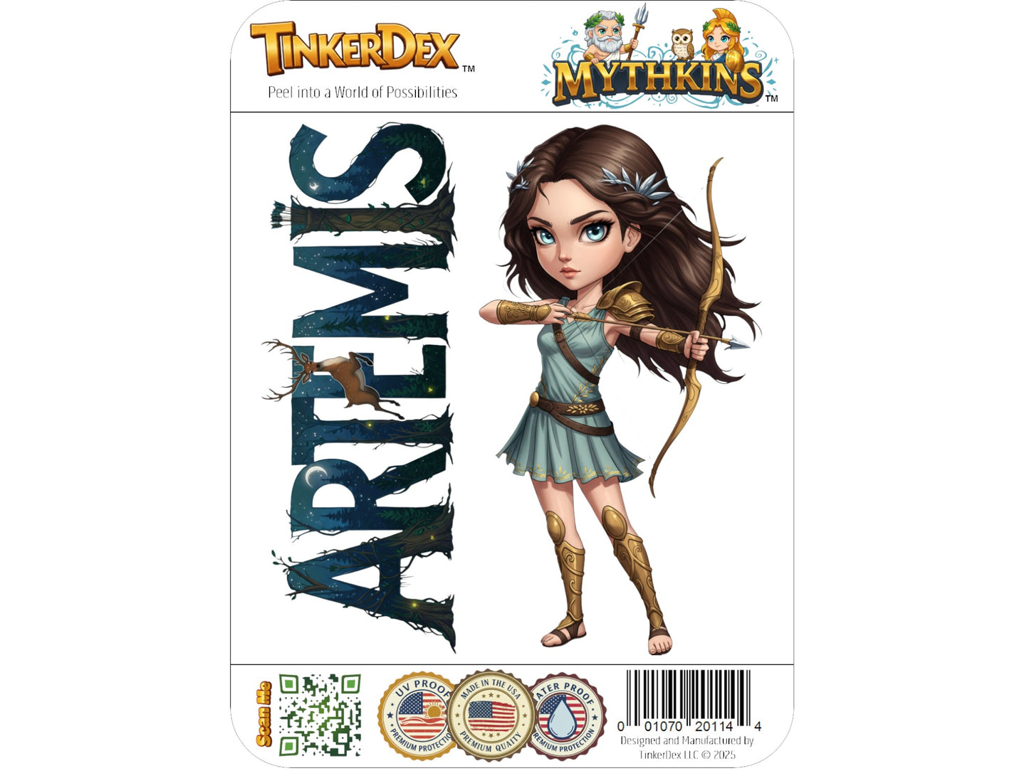 Artemis Sticker and Magnet – Iokheira Mythkins™ – Greek Goddess of the Hunt | Waterproof & UV-Proof