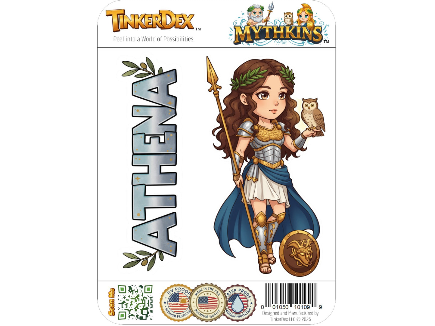 Athena Sticker and Magnet – Pallas Mythkins™ – Greek Goddess of Wisdom and Strategy | Waterproof & UV-Proof