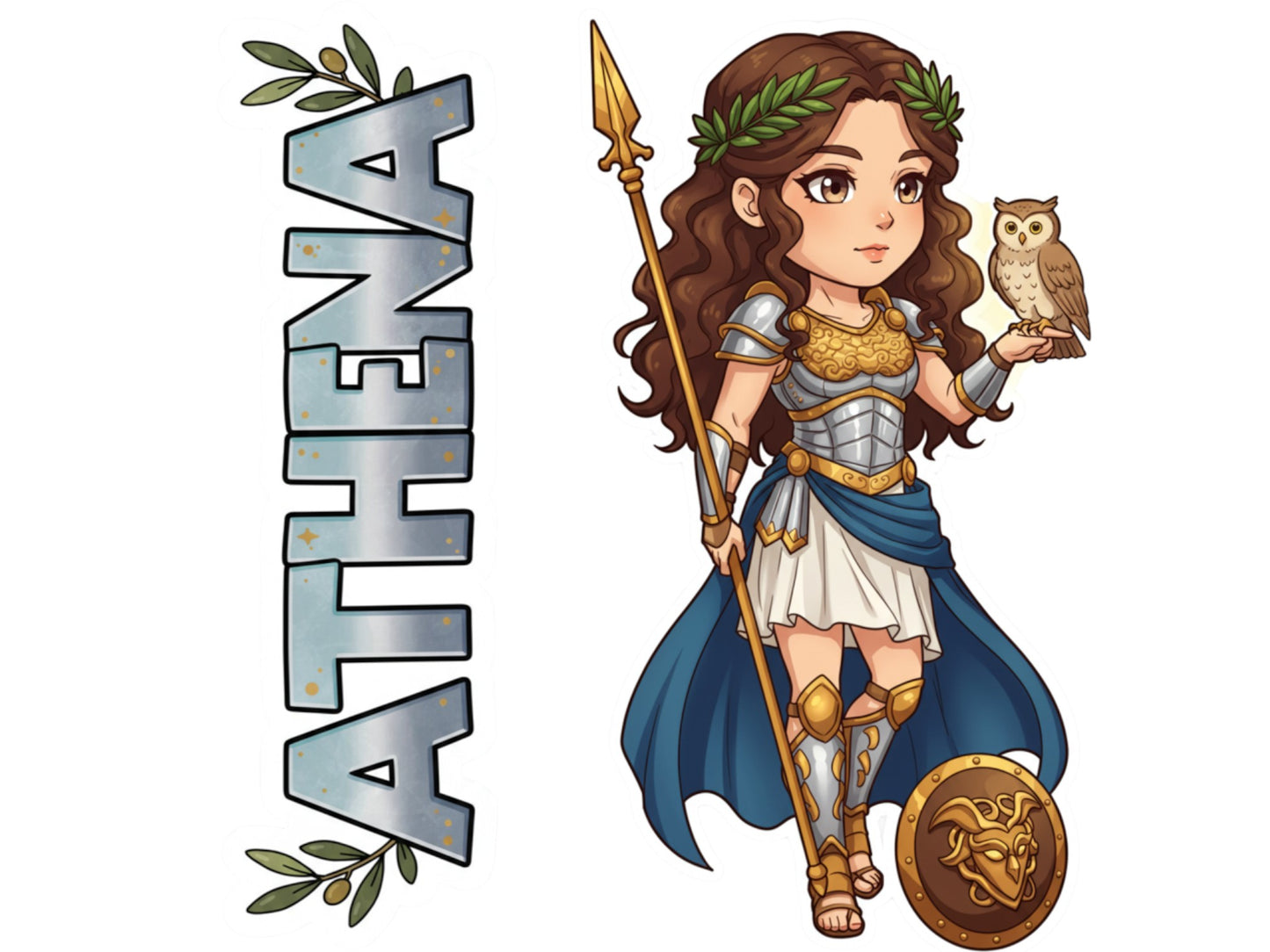 Athena Sticker and Magnet – Pallas Mythkins™ – Greek Goddess of Wisdom and Strategy | Waterproof & UV-Proof