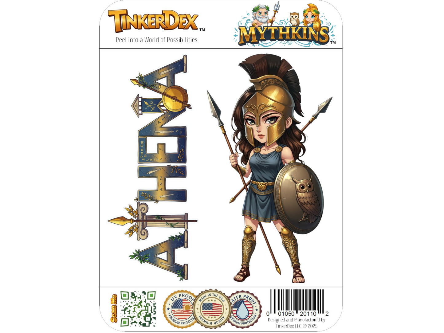 Athena Sticker and Magnet – Promachos Mythkins™ – Greek Goddess of Wisdom and Strategy | Waterproof & UV-Proof