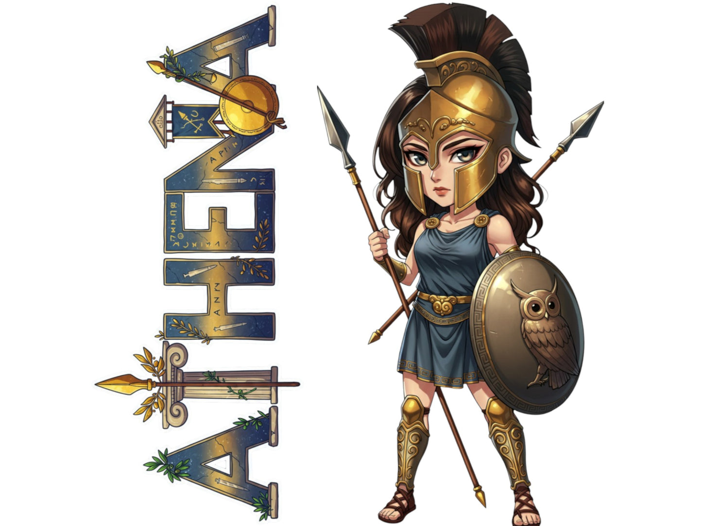 Athena Sticker and Magnet – Promachos Mythkins™ – Greek Goddess of Wisdom and Strategy | Waterproof & UV-Proof