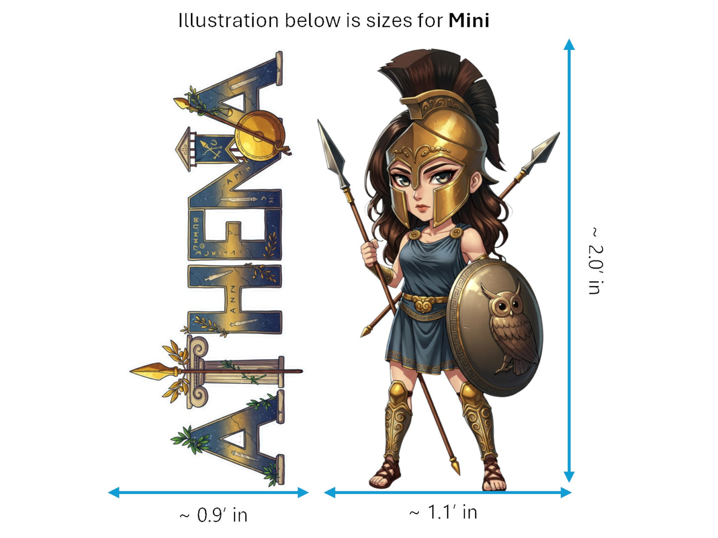 Athena Sticker and Magnet – Promachos Mythkins™ – Greek Goddess of Wisdom and Strategy | Waterproof & UV-Proof
