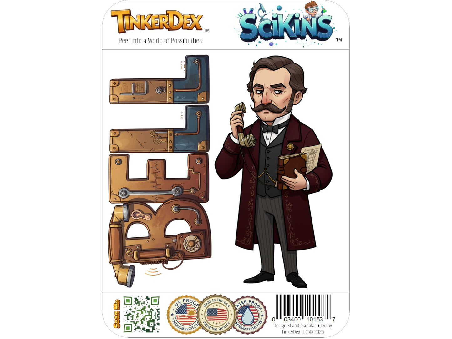 Graham Bell Sticker and Magnet – Father of the Telephone Scikins™ – Inventor of the Telephone | Waterproof & UV-Proof
