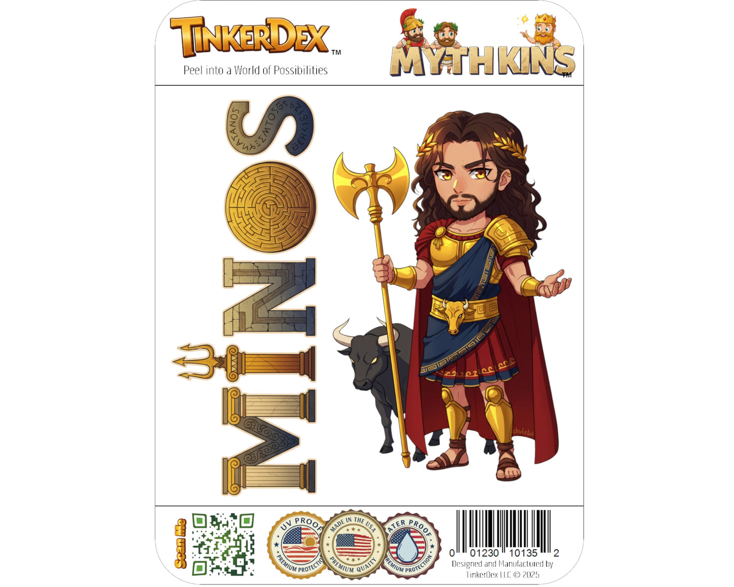 Minos Sticker and Magnet - Lord of the Labyrinth Mythkins™ – Legendary King of Crete | Waterproof & UV-Proof