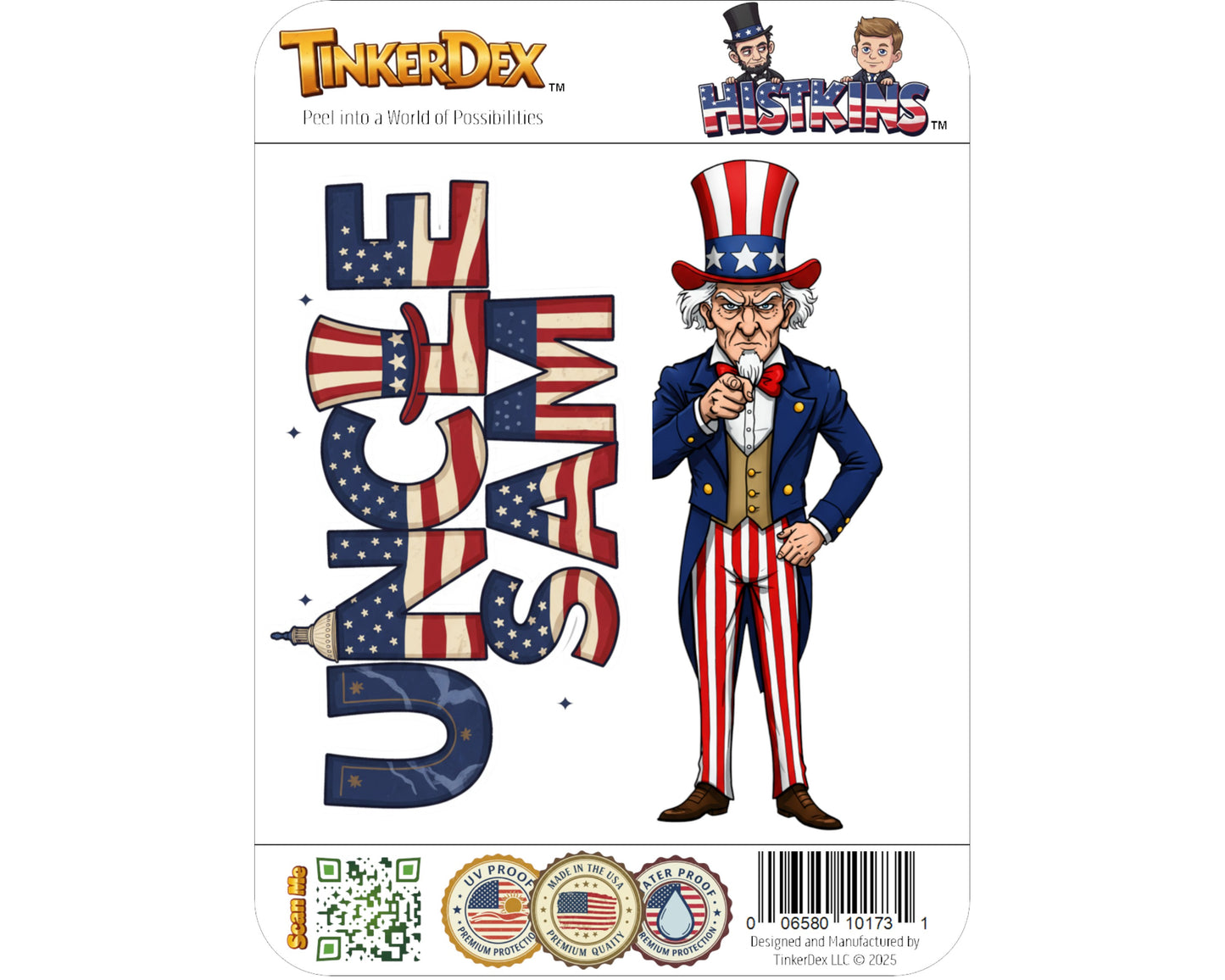 Uncle Sam Sticker and Magnet - Symbol of America Histkins™ – National Personification of the USA | Waterproof & UV-Proof