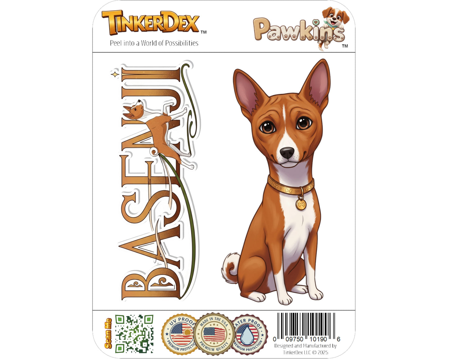 Basenji Sticker and Magnet - the Barkless Dog Pawkins™ – African Hunting Dog | Waterproof & UV-Proof