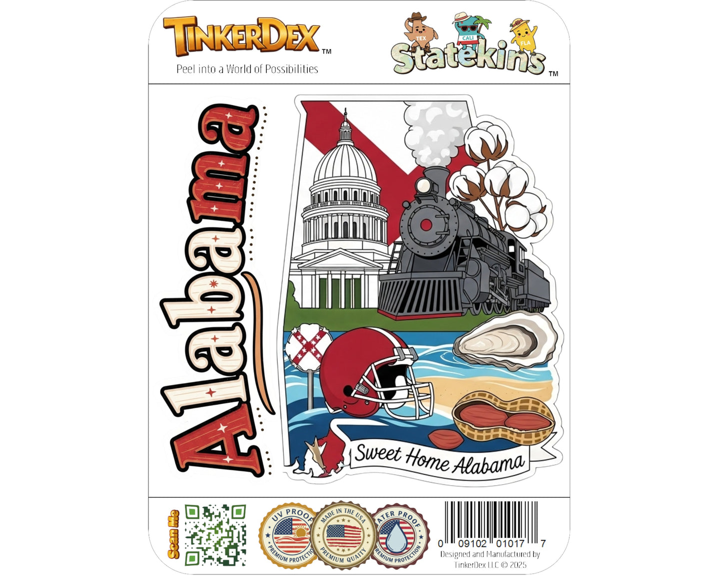 Alabama Sticker and Magnet - The Yellowhammer State Statekins™ – USA State Souvenir | Waterproof & UV-Proof