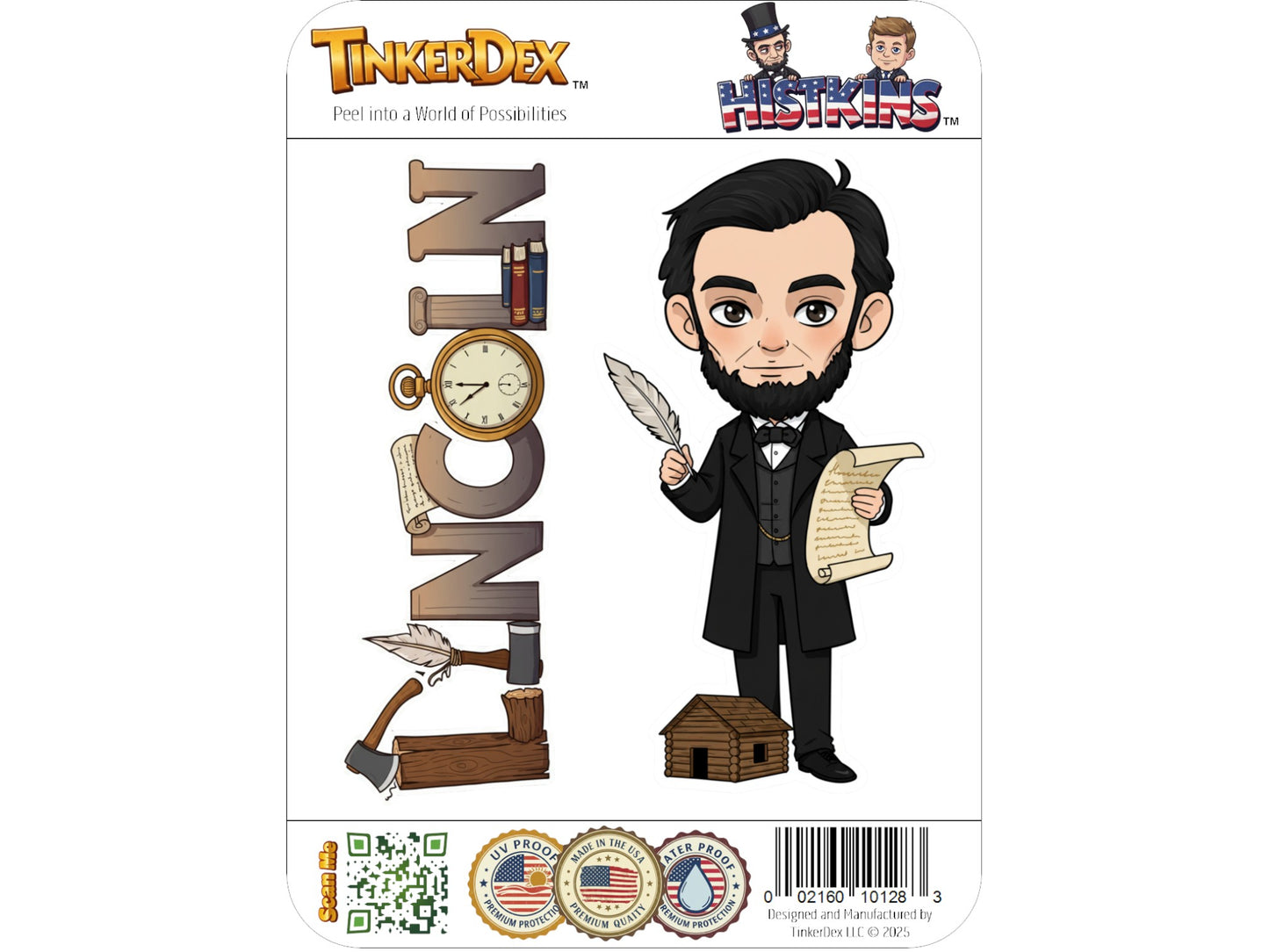 Abraham Lincoln Sticker and Magnet - the Emancipator Histkins™ – 16th U.S. President | Waterproof & UV-Proof