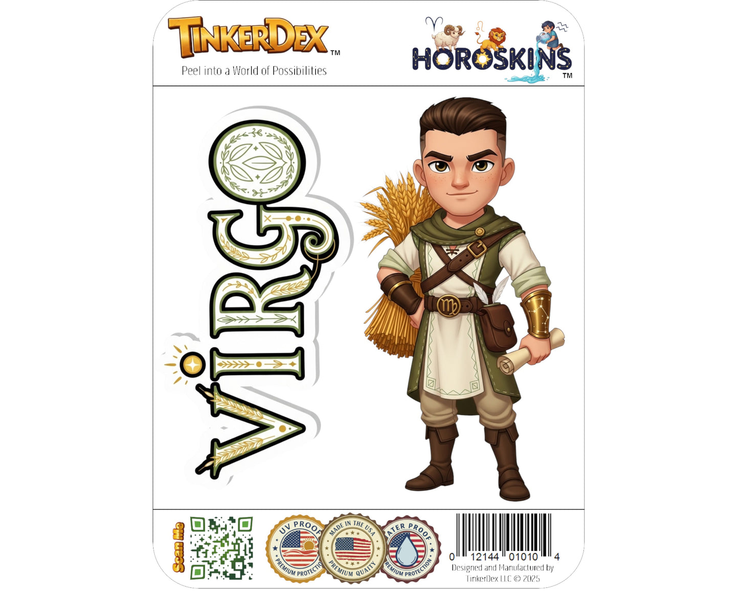 Virgo Sticker and Magnet - the Diligent Farmer Horoskins™ – Zodiac Earth Sign | Waterproof & UV-Proof