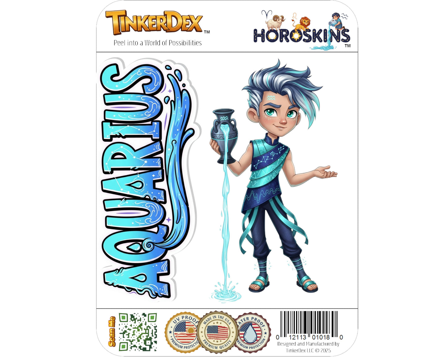 Aquarius Sticker and Magnet - the Water-Bearer Horoskins™ – Zodiac Air Sign | Waterproof & UV-Proof