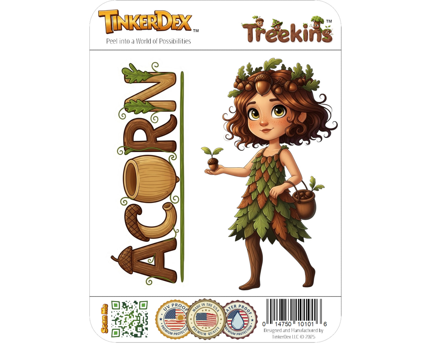Acorn Sticker and Magnet - The Seed Sower Treekins™ – Forest Sprite | Waterproof & UV-Proof