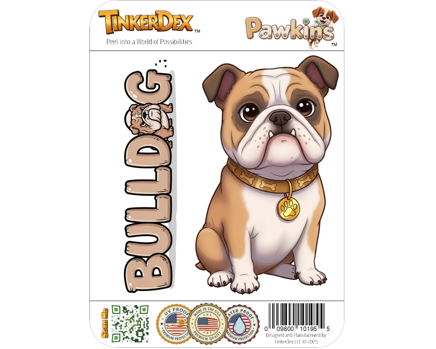 Bulldog Sticker and Magnet - the Sourmug Pawkins™ – Non-Sporting Dog Breed | Waterproof & UV-Proof