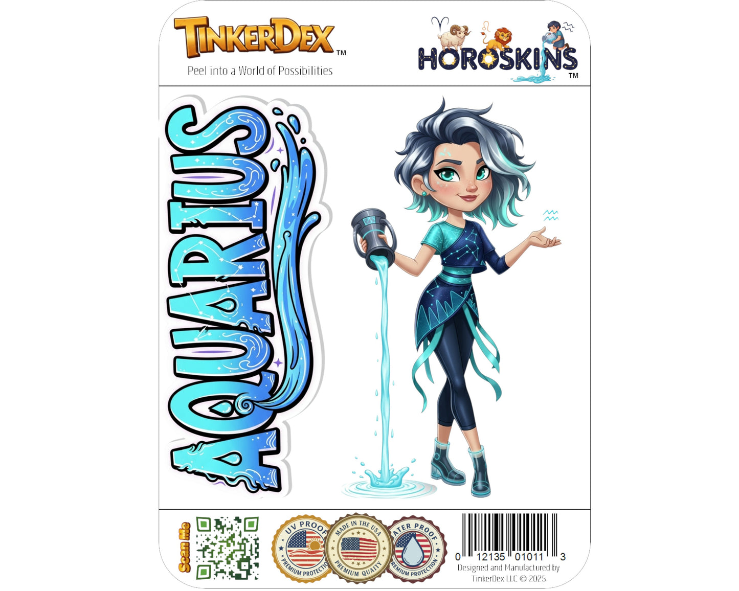 Aquarius Sticker and Magnet - the Star-Pourer Horoskins™ – Zodiac Air Sign | Waterproof & UV-Proof