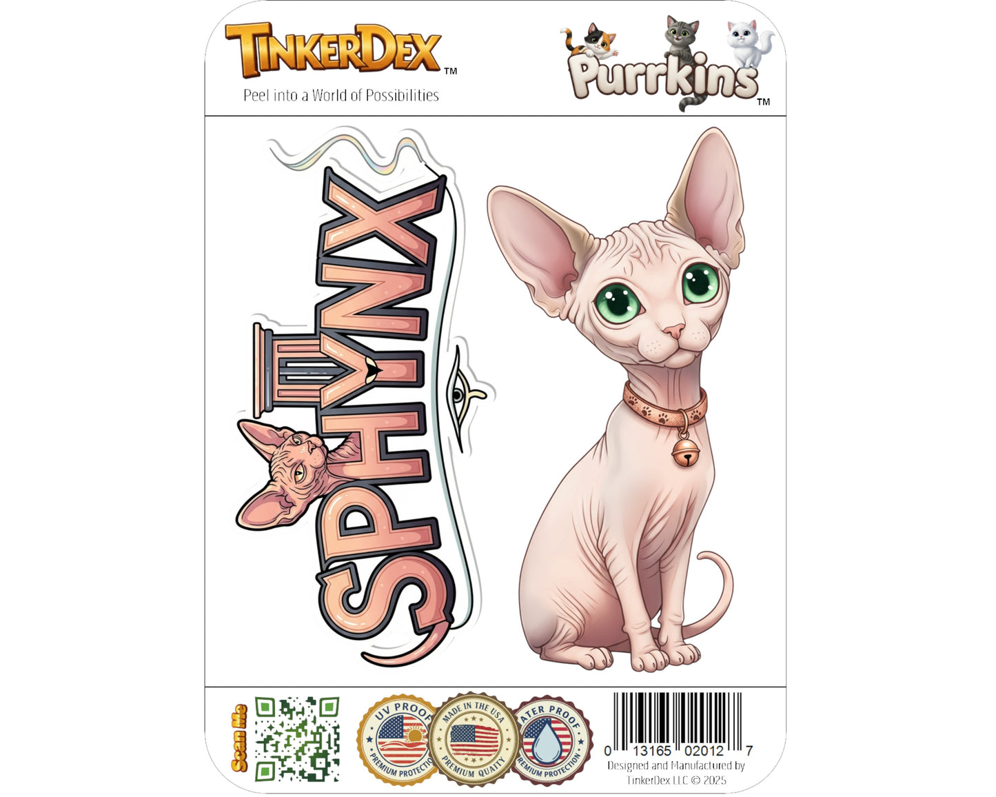 Sphynx Sticker and Magnet - Hairless Wonder Purrkins™ – Domestic Cat Breed | Waterproof & UV-Proof