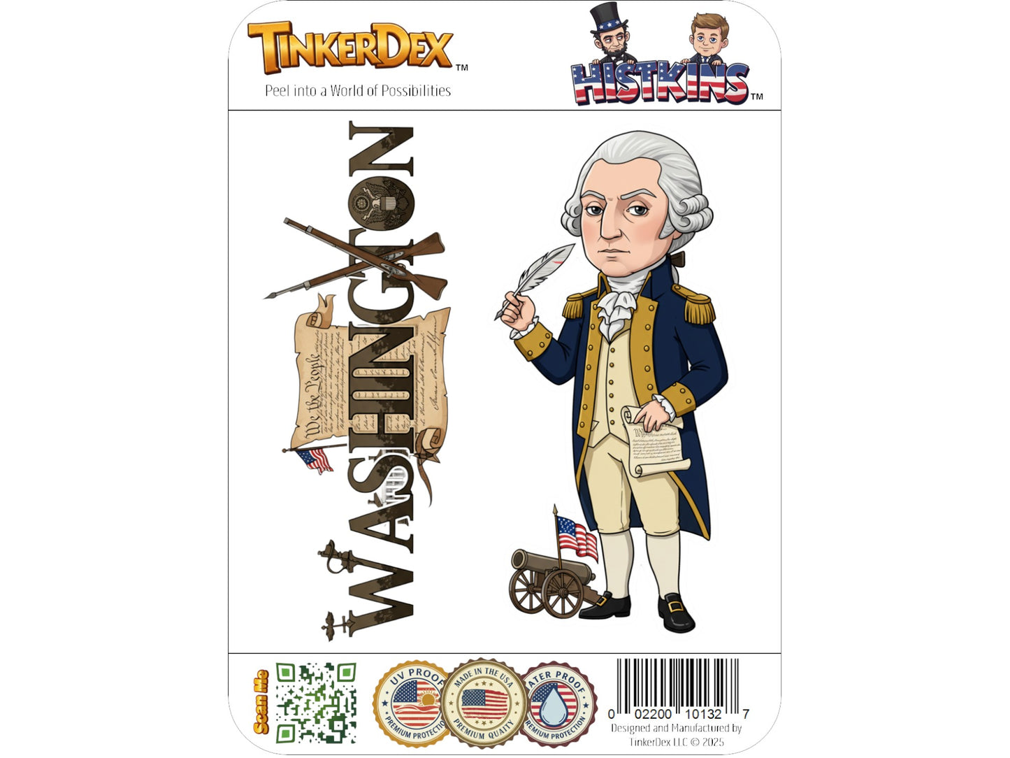George Washington Sticker and Magnet – Father of His Country Histkins™ – First U.S. President | Waterproof & UV-Proof