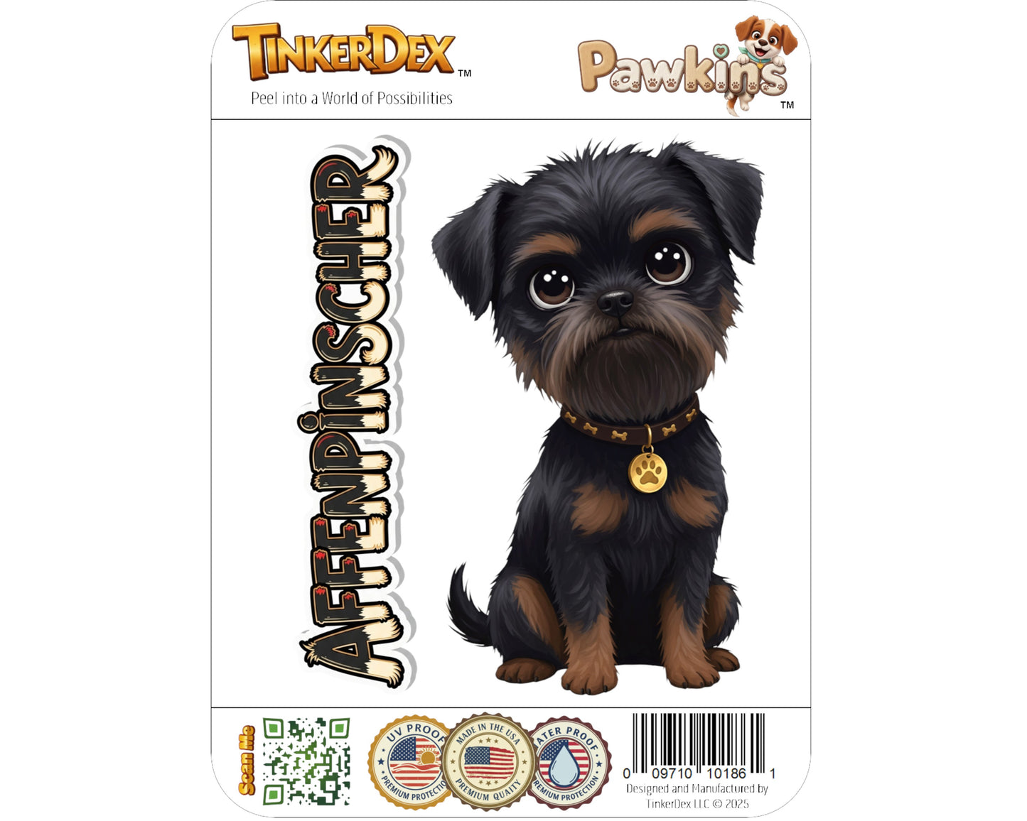 Affenpinscher Sticker and Magnet - the Monkey Dog Pawkins™ – Toy Dog Breed | Waterproof & UV-Proof