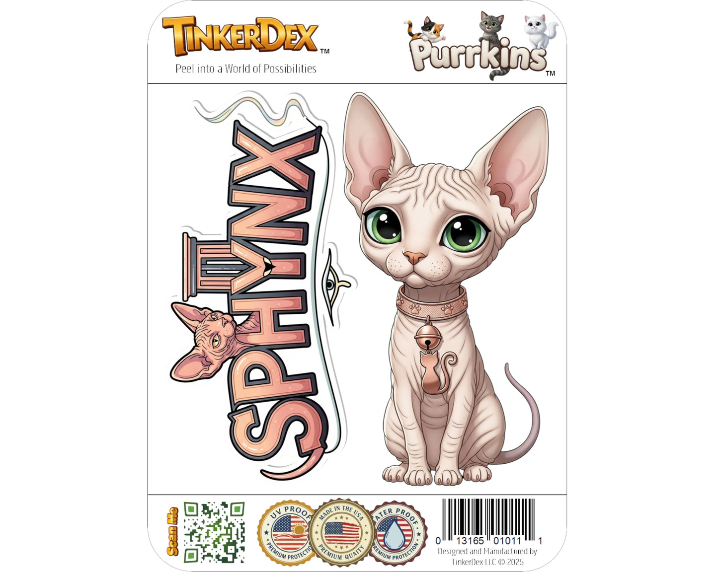 Sphynx Sticker and Magnet - Hairless Wonder Purrkins™ – Domestic Cat Breed | Waterproof & UV-Proof