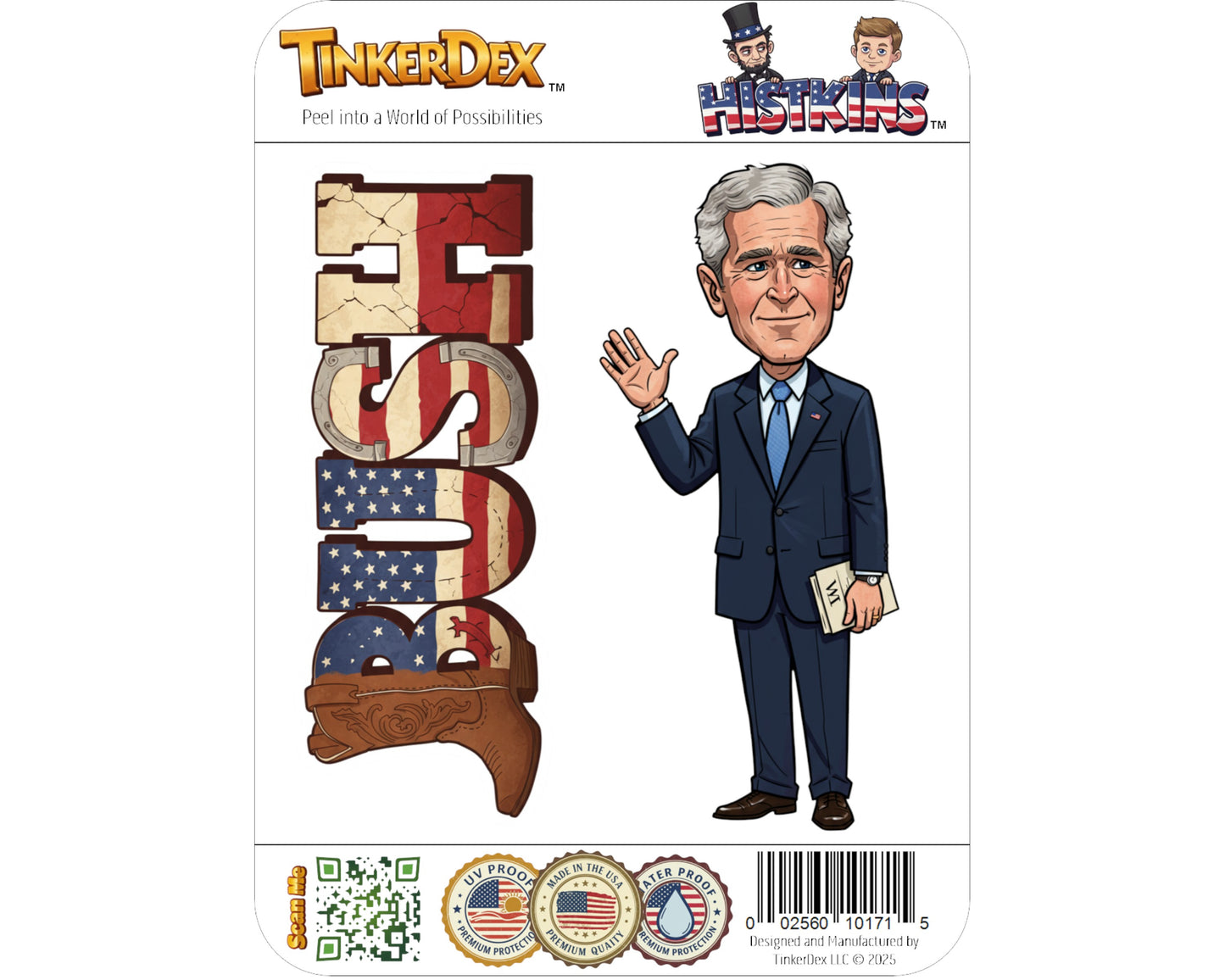 George W. Bush Sticker and Magnet - W. Histkins™ – 43rd U.S. President | Waterproof & UV-Proof